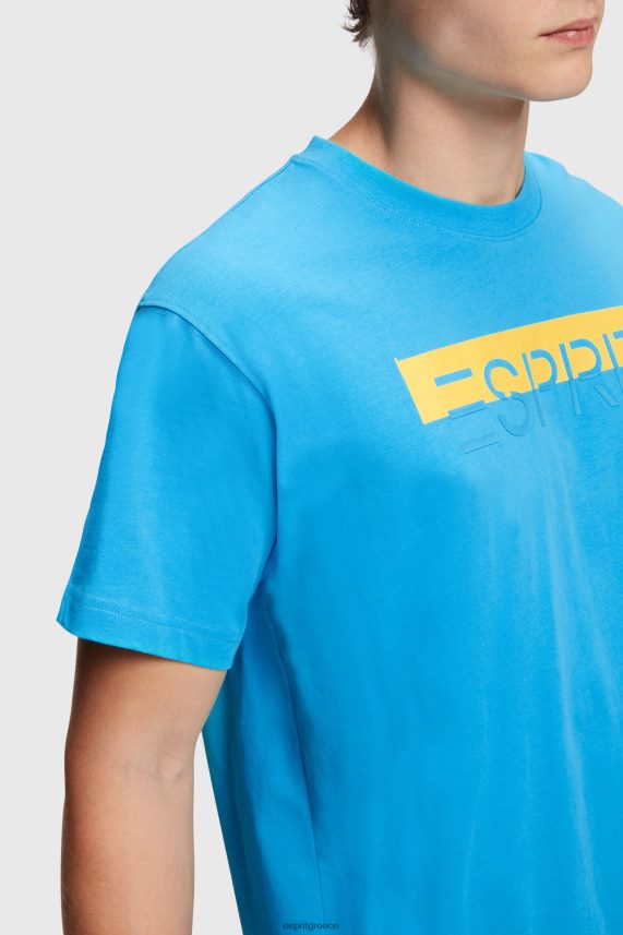άνδρες Esprit τουρκουάζ μπλουζάκι απλικέ με λογότυπο ματ λάμψη μπλουζάκια 0J044P618