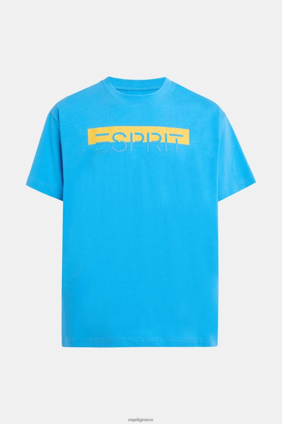 άνδρες Esprit τουρκουάζ μπλουζάκι απλικέ με λογότυπο ματ λάμψη μπλουζάκια 0J044P618