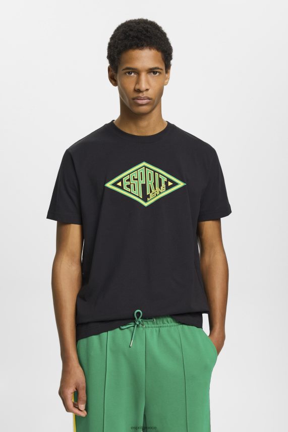 άνδρες Esprit μαύρος βαμβακερό μπλουζάκι με λογότυπο μπλουζάκια 0J044P623