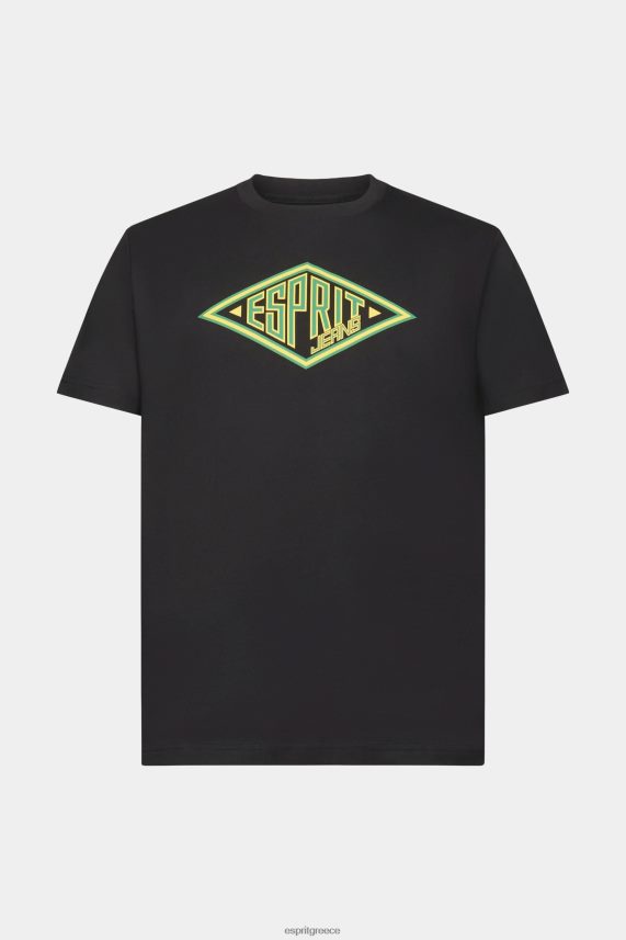 άνδρες Esprit μαύρος βαμβακερό μπλουζάκι με λογότυπο μπλουζάκια 0J044P623