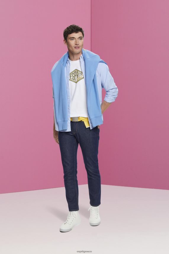 άνδρες Esprit άσπρο βαμβακερό μπλουζάκι με λογότυπο μπλουζάκια 0J044P624