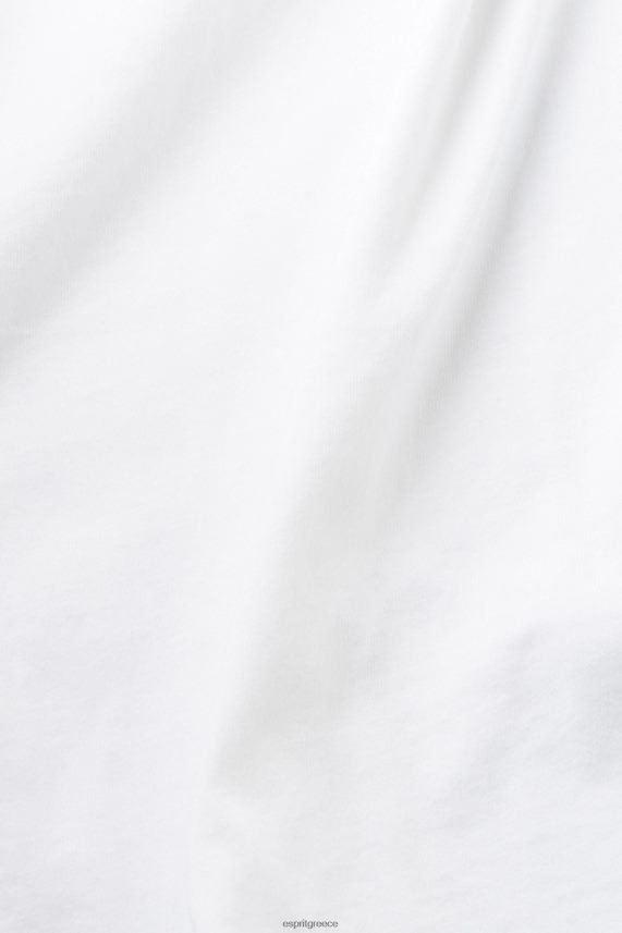 άνδρες Esprit άσπρο βαμβακερό μπλουζάκι με λογότυπο μπλουζάκια 0J044P624