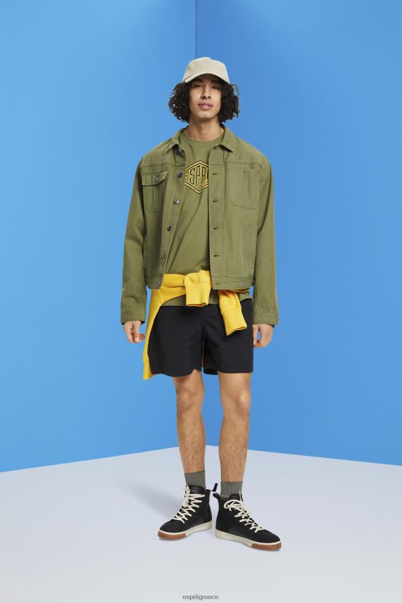 άνδρες Esprit ελιά βαμβακερό μπλουζάκι με λογότυπο μπλουζάκια 0J044P626