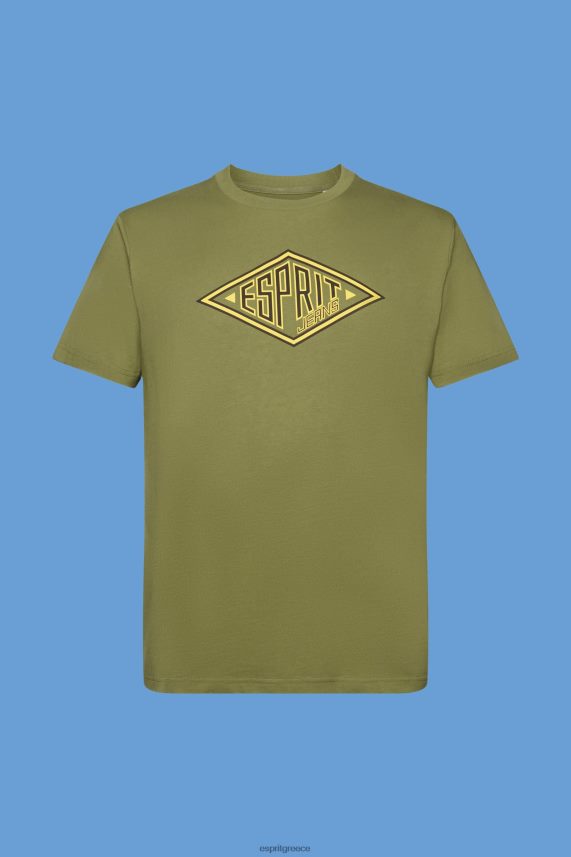 άνδρες Esprit ελιά βαμβακερό μπλουζάκι με λογότυπο μπλουζάκια 0J044P626