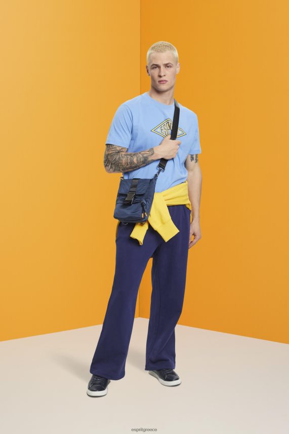 άνδρες Esprit γαλάζιο λεβάντα βαμβακερό μπλουζάκι με λογότυπο μπλουζάκια 0J044P627