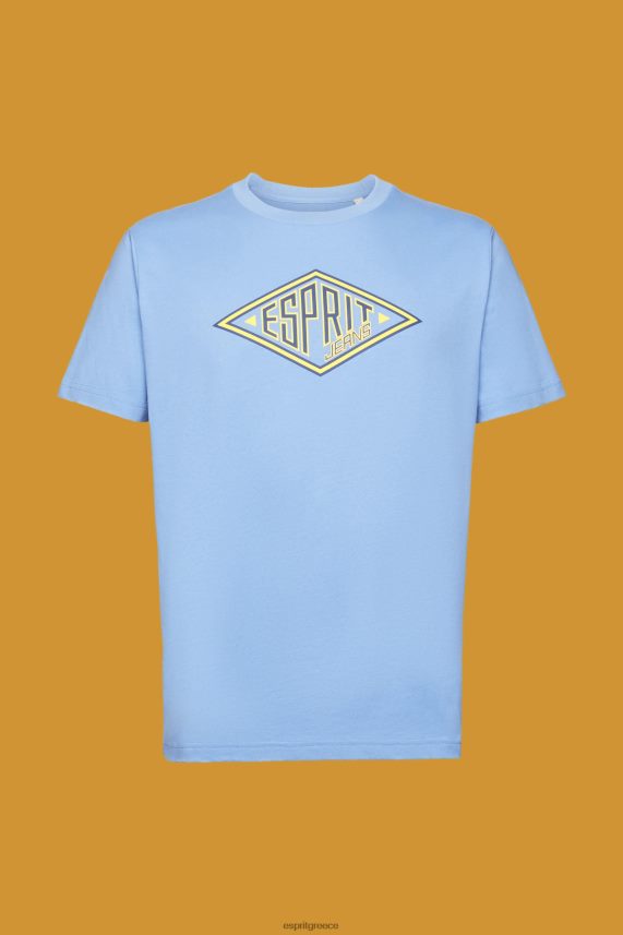 άνδρες Esprit γαλάζιο λεβάντα βαμβακερό μπλουζάκι με λογότυπο μπλουζάκια 0J044P627