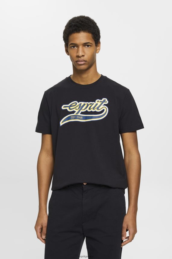 άνδρες Esprit μαύρος Βαμβακερό μπλουζάκι με ρετρό λογότυπο μπλουζάκια 0J044P628
