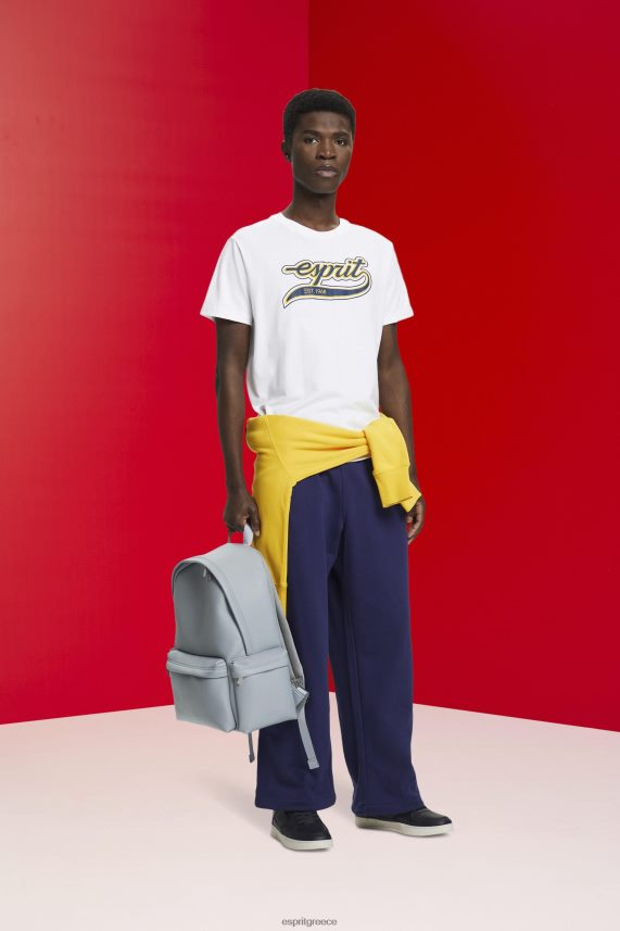 άνδρες Esprit άσπρο Βαμβακερό μπλουζάκι με ρετρό λογότυπο μπλουζάκια 0J044P629