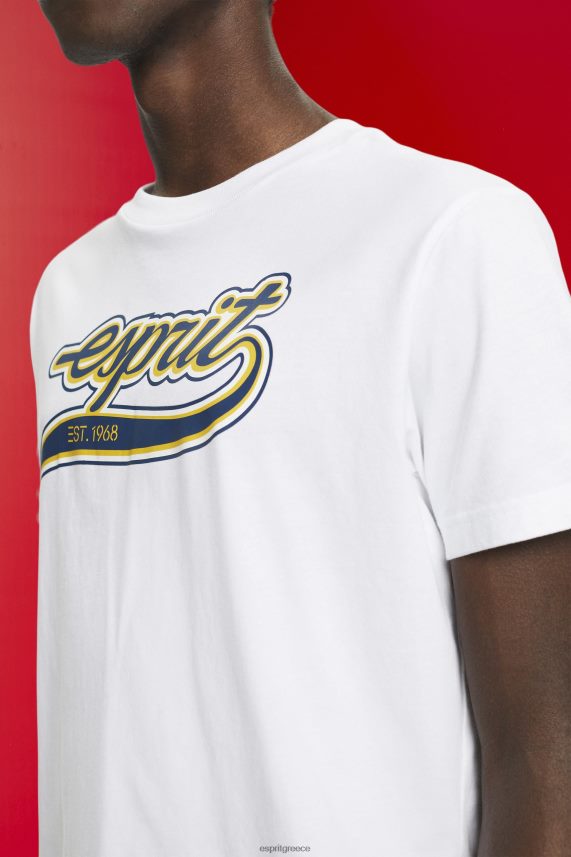 άνδρες Esprit άσπρο Βαμβακερό μπλουζάκι με ρετρό λογότυπο μπλουζάκια 0J044P629