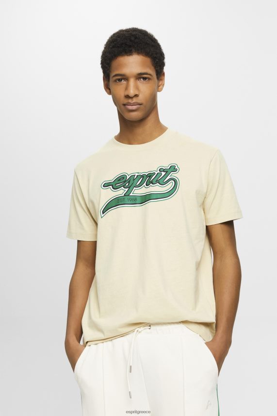 άνδρες Esprit μπεζ Βαμβακερό μπλουζάκι με ρετρό λογότυπο μπλουζάκια 0J044P630