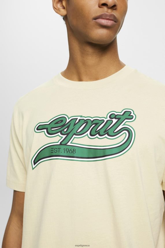 άνδρες Esprit μπεζ Βαμβακερό μπλουζάκι με ρετρό λογότυπο μπλουζάκια 0J044P630