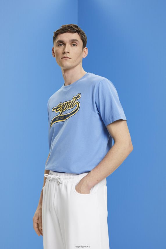 άνδρες Esprit γαλάζιο λεβάντα Βαμβακερό μπλουζάκι με ρετρό λογότυπο μπλουζάκια 0J044P632