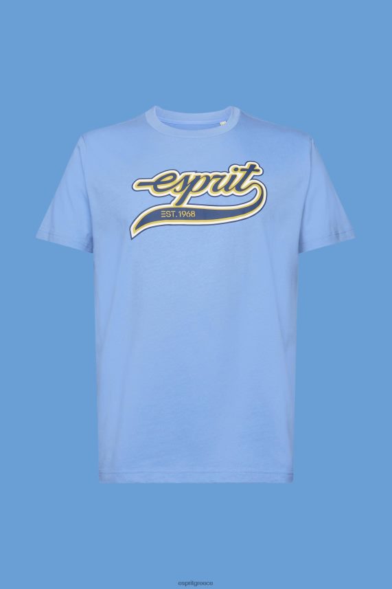 άνδρες Esprit γαλάζιο λεβάντα Βαμβακερό μπλουζάκι με ρετρό λογότυπο μπλουζάκια 0J044P632