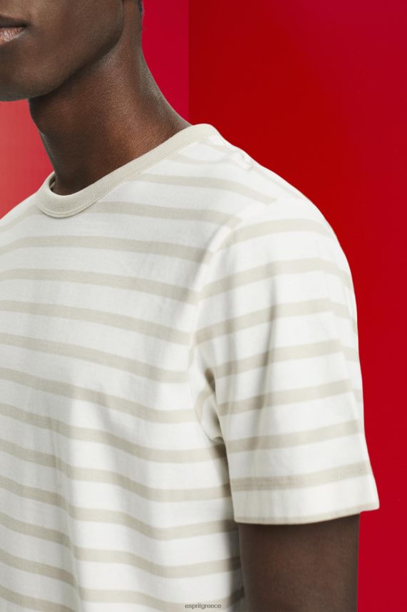 άνδρες Esprit ελαφρύ γκρι ριγέ βιώσιμο βαμβακερό μπλουζάκι μπλουζάκια 0J044P704