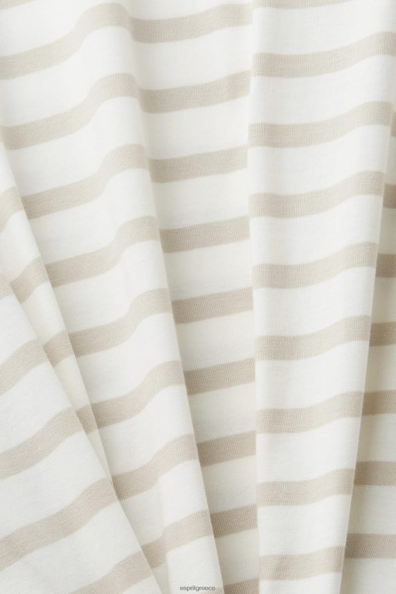 άνδρες Esprit ελαφρύ γκρι ριγέ βιώσιμο βαμβακερό μπλουζάκι μπλουζάκια 0J044P704