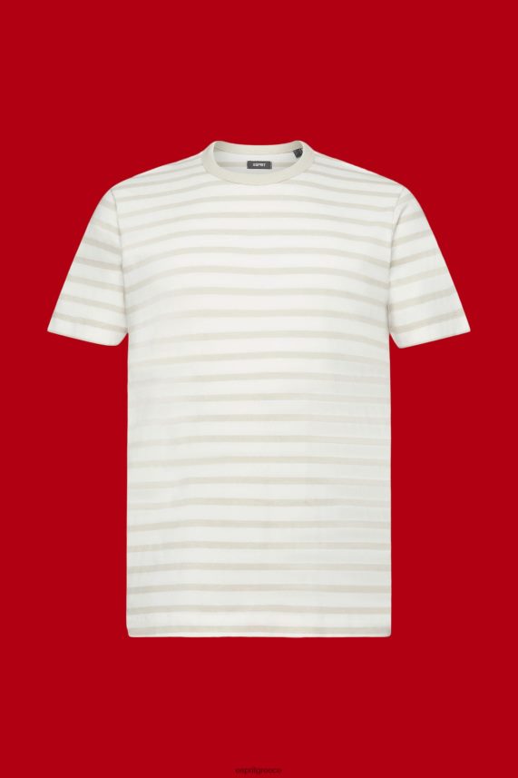 άνδρες Esprit ελαφρύ γκρι ριγέ βιώσιμο βαμβακερό μπλουζάκι μπλουζάκια 0J044P704