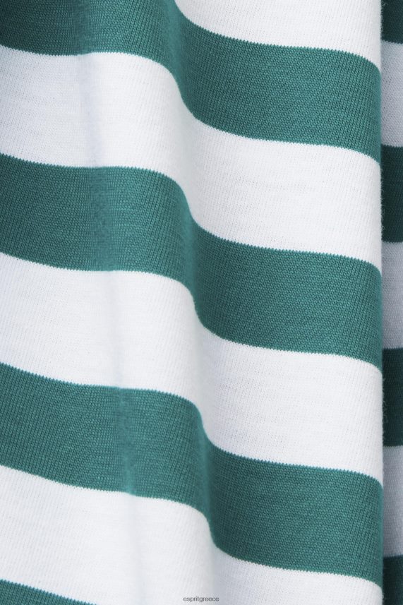 άνδρες Esprit σμαραγδί πράσινο βιώσιμο βαμβακερό ριγέ μπλουζάκι μπλουζάκια 0J044P741