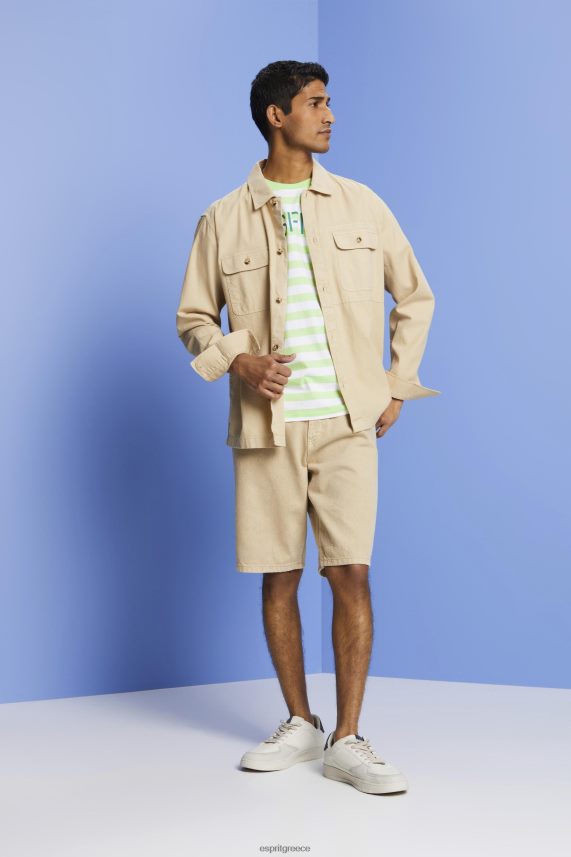 άνδρες Esprit πράσινο εσπεριδοειδών βιώσιμο βαμβακερό ριγέ μπλουζάκι μπλουζάκια 0J044P742