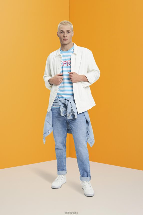 άνδρες Esprit μπλε βιώσιμο βαμβακερό ριγέ μπλουζάκι μπλουζάκια 0J044P743