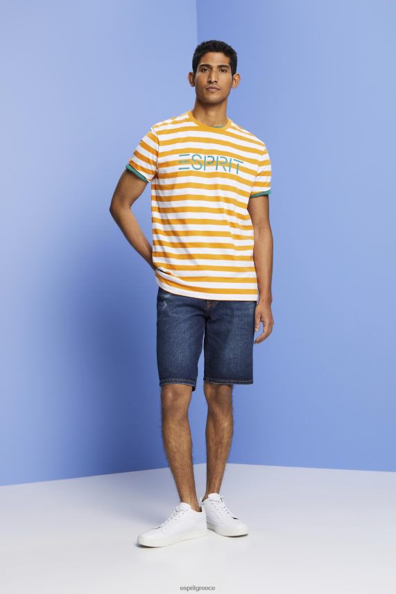άνδρες Esprit πορτοκάλι βιώσιμο βαμβακερό ριγέ μπλουζάκι μπλουζάκια 0J044P745