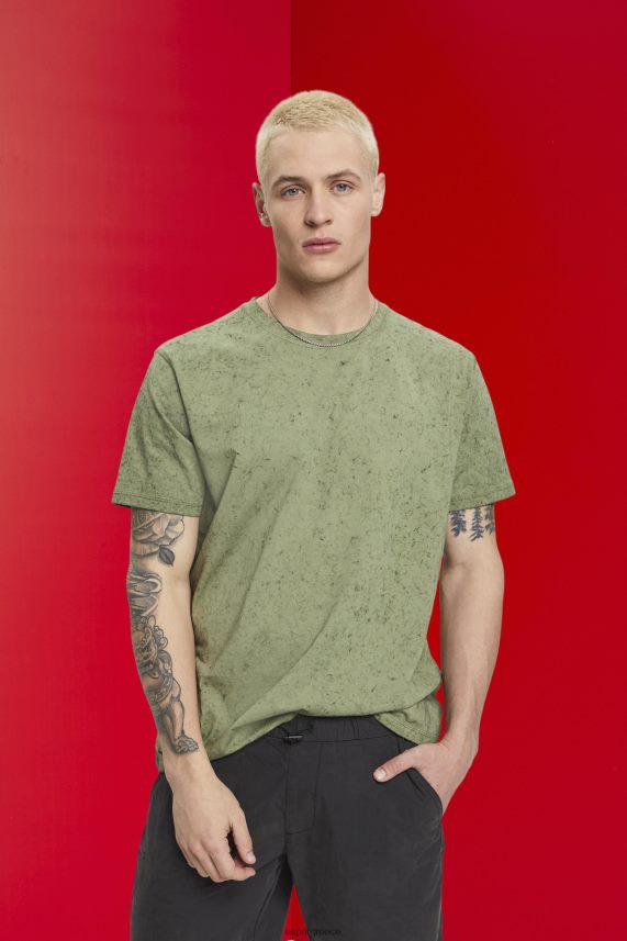 άνδρες Esprit ελαφρύ χακί μπλουζάκι με πλυμένο αποτέλεσμα μπλουζάκια 0J044P752