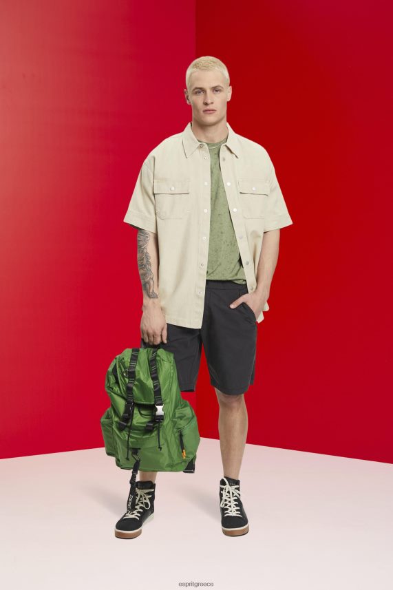 άνδρες Esprit ελαφρύ χακί μπλουζάκι με πλυμένο αποτέλεσμα μπλουζάκια 0J044P752