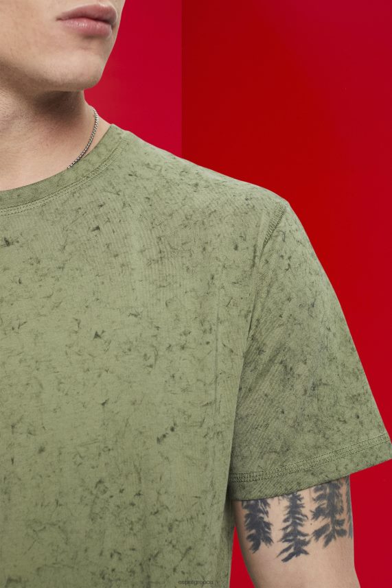 άνδρες Esprit ελαφρύ χακί μπλουζάκι με πλυμένο αποτέλεσμα μπλουζάκια 0J044P752