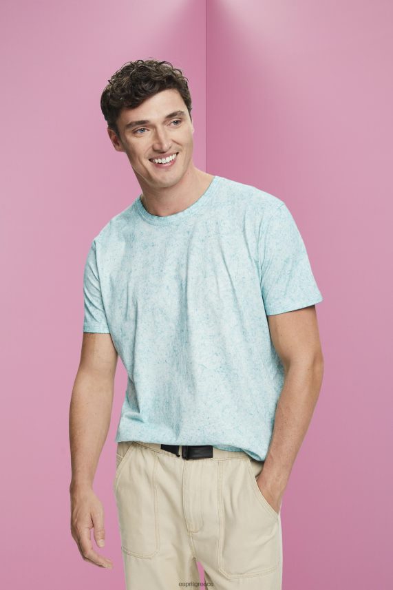 άνδρες Esprit ανοιχτό υδάτινο πράσινο μπλουζάκι με πλυμένο αποτέλεσμα μπλουζάκια 0J044P753