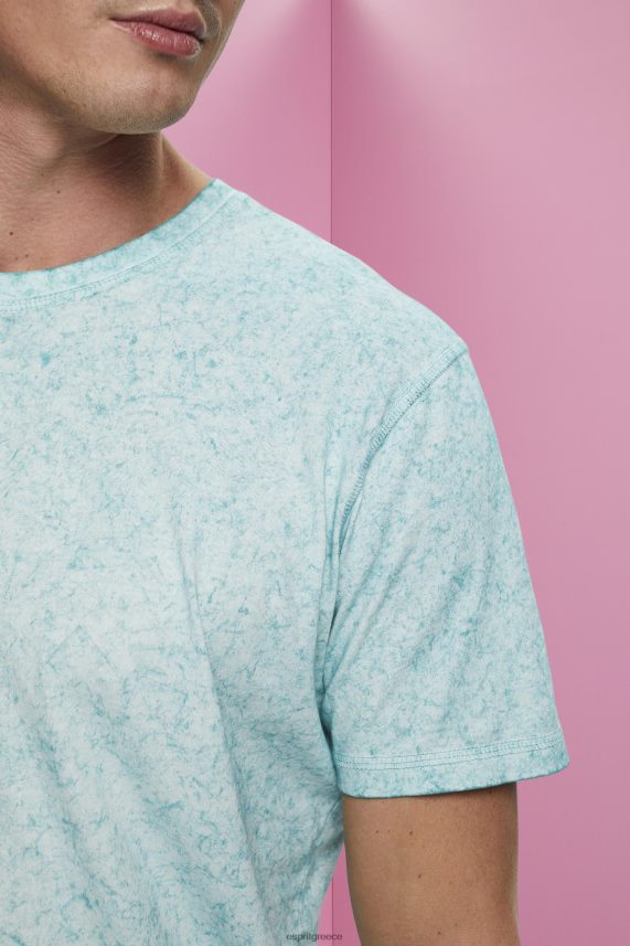 άνδρες Esprit ανοιχτό υδάτινο πράσινο μπλουζάκι με πλυμένο αποτέλεσμα μπλουζάκια 0J044P753