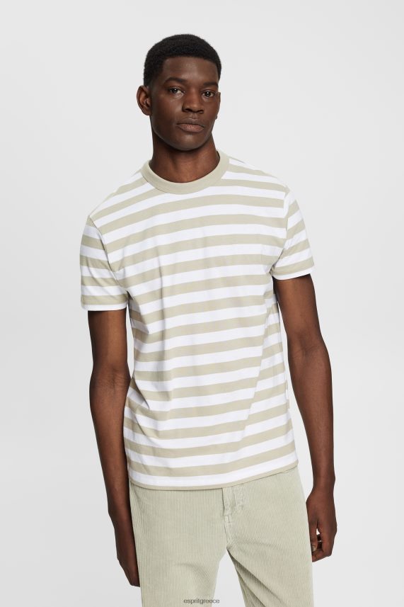 άνδρες Esprit σκονισμένο πράσινο ριγέ μπλουζάκι με λαιμόκοψη μπλουζάκια 0J044P768