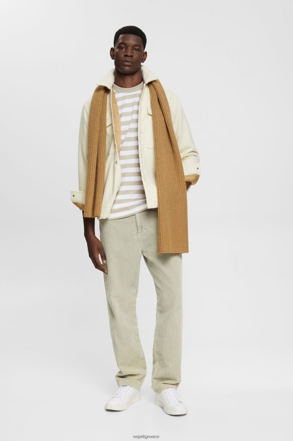 άνδρες Esprit σκονισμένο πράσινο ριγέ μπλουζάκι με λαιμόκοψη μπλουζάκια 0J044P768