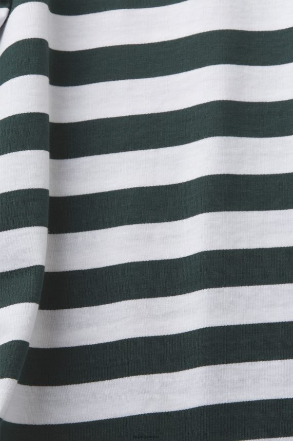 άνδρες Esprit σκούρο γαλαζοπράσινο ριγέ μπλουζάκι με λαιμόκοψη μπλουζάκια 0J044P769