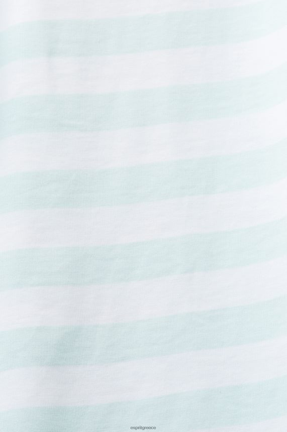 άνδρες Esprit ανοιχτό υδάτινο πράσινο ριγέ μπλουζάκι με λαιμόκοψη μπλουζάκια 0J044P770