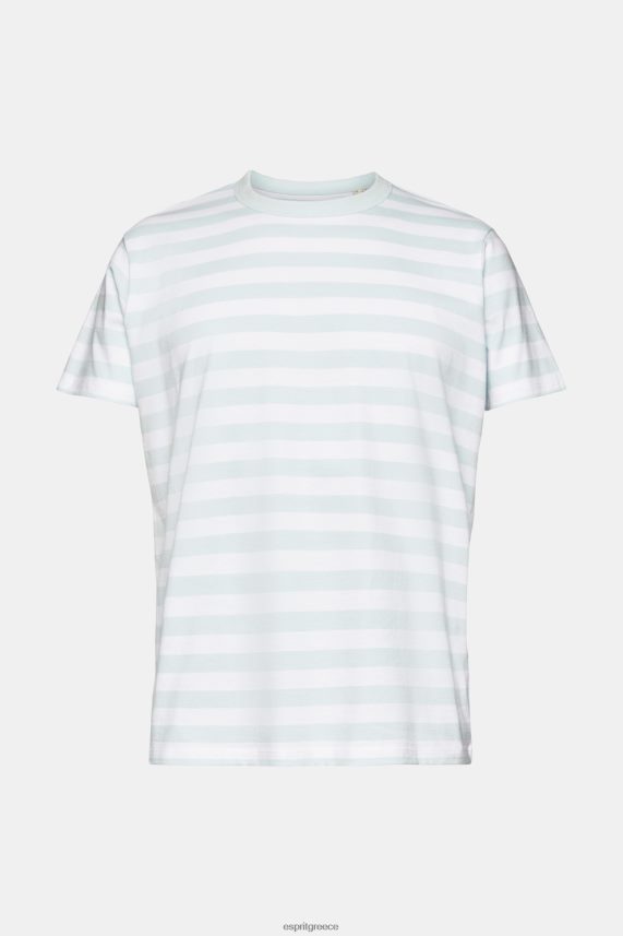 άνδρες Esprit ανοιχτό υδάτινο πράσινο ριγέ μπλουζάκι με λαιμόκοψη μπλουζάκια 0J044P770