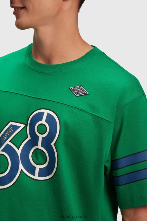 άνδρες Esprit σμαραγδί πράσινο ριγέ μπλουζάκι με γραφικά στάμπα μπλουζάκια 0J044P806