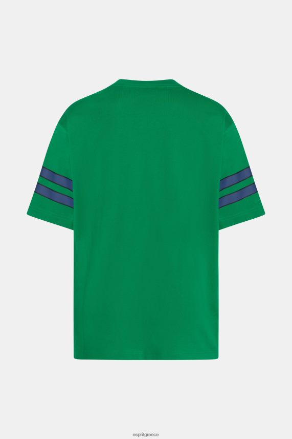 άνδρες Esprit σμαραγδί πράσινο ριγέ μπλουζάκι με γραφικά στάμπα μπλουζάκια 0J044P806