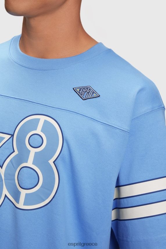 άνδρες Esprit γαλάζιο λεβάντα ριγέ μπλουζάκι με γραφικά στάμπα μπλουζάκια 0J044P807