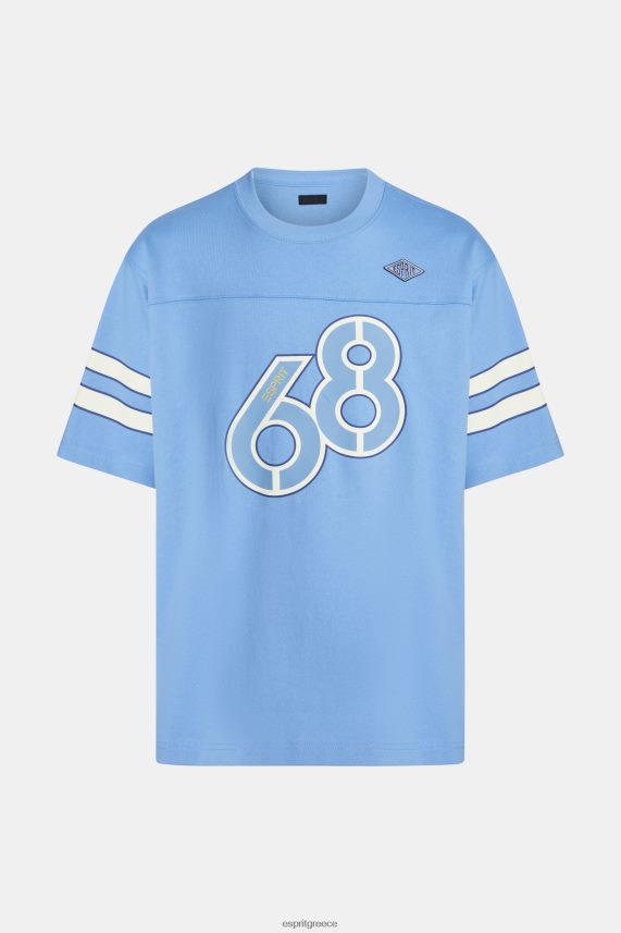 άνδρες Esprit γαλάζιο λεβάντα ριγέ μπλουζάκι με γραφικά στάμπα μπλουζάκια 0J044P807