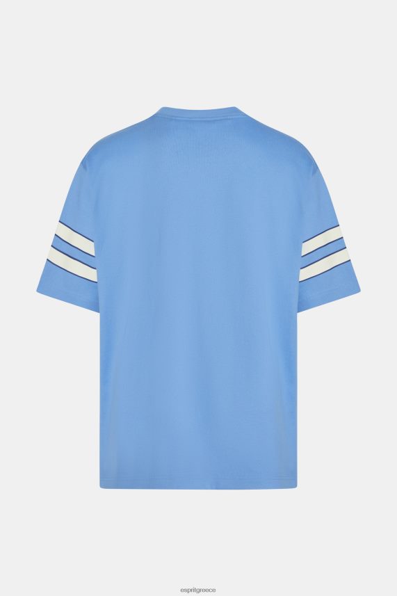 άνδρες Esprit γαλάζιο λεβάντα ριγέ μπλουζάκι με γραφικά στάμπα μπλουζάκια 0J044P807