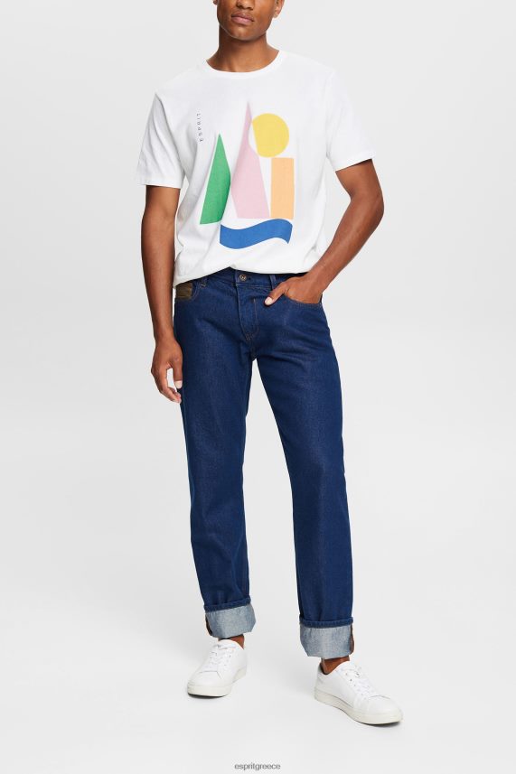 άνδρες Esprit άσπρο μπλουζάκι ζέρσεϊ με στάμπα μπλουζάκια 0J044P844