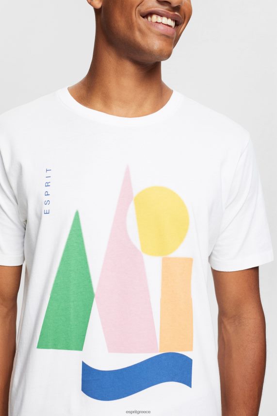 άνδρες Esprit άσπρο μπλουζάκι ζέρσεϊ με στάμπα μπλουζάκια 0J044P844