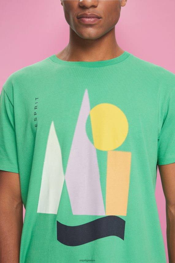 άνδρες Esprit πράσινος μπλουζάκι ζέρσεϊ με στάμπα μπλουζάκια 0J044P845