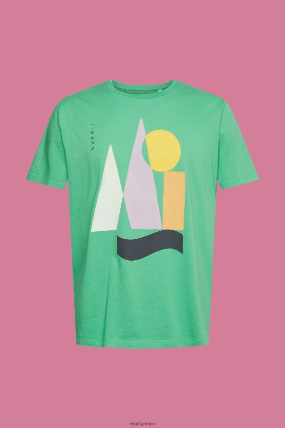 άνδρες Esprit πράσινος μπλουζάκι ζέρσεϊ με στάμπα μπλουζάκια 0J044P845