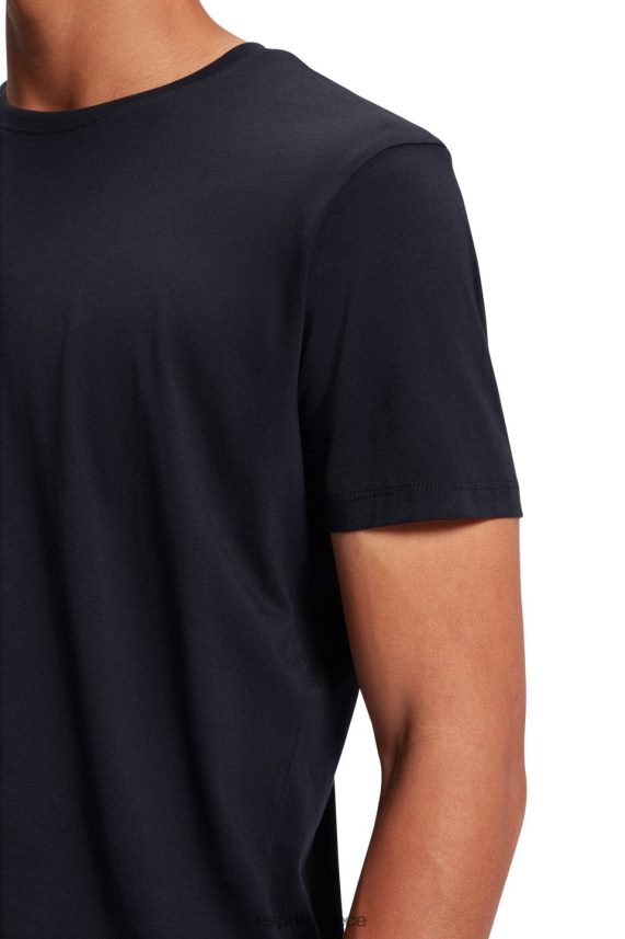 άνδρες Esprit μαύρος βαμβακερά μπλουζάκια δύο συσκευασιών με λαιμόκοψη μπλουζάκια 0J044P855