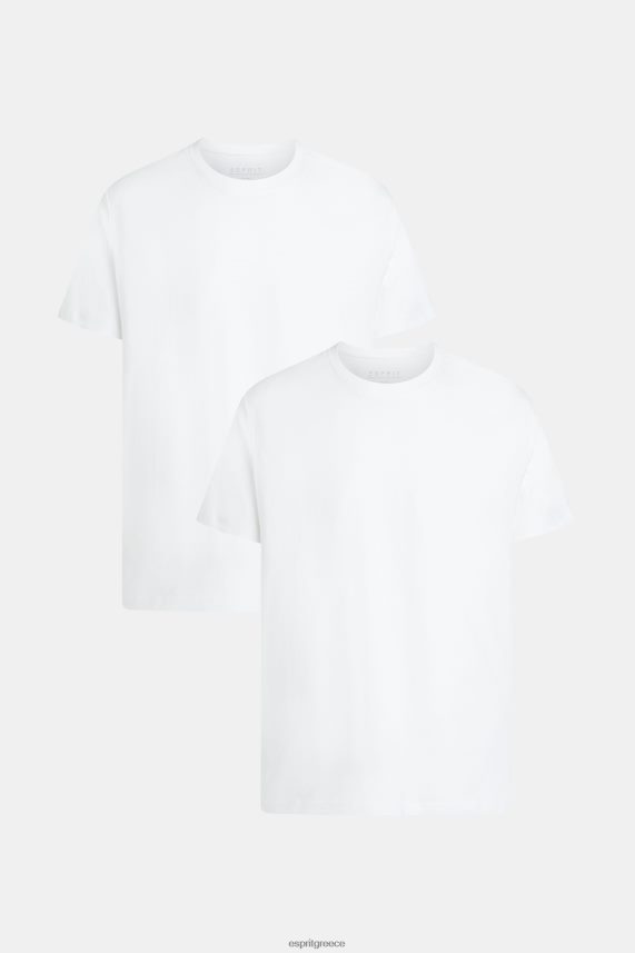άνδρες Esprit άσπρο βαμβακερά μπλουζάκια δύο συσκευασιών με λαιμόκοψη μπλουζάκια 0J044P856
