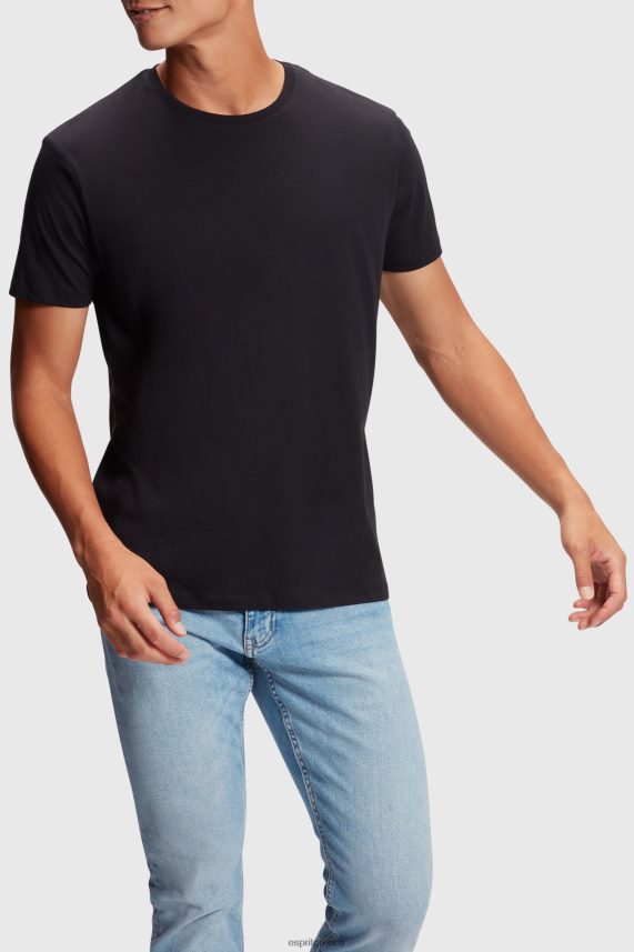 άνδρες Esprit μαύρο άσπρο βαμβακερά μπλουζάκια δύο συσκευασιών με λαιμόκοψη μπλουζάκια 0J044P857