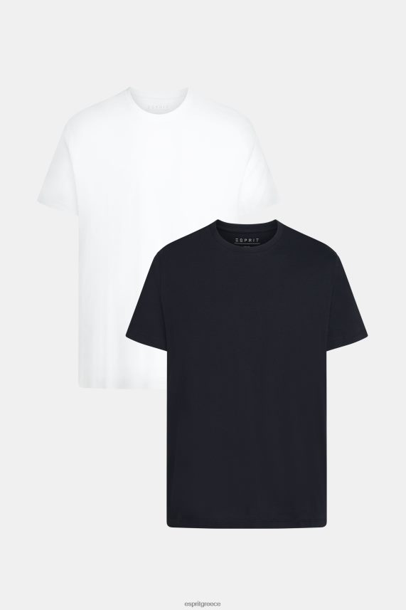 άνδρες Esprit μαύρο άσπρο βαμβακερά μπλουζάκια δύο συσκευασιών με λαιμόκοψη μπλουζάκια 0J044P857