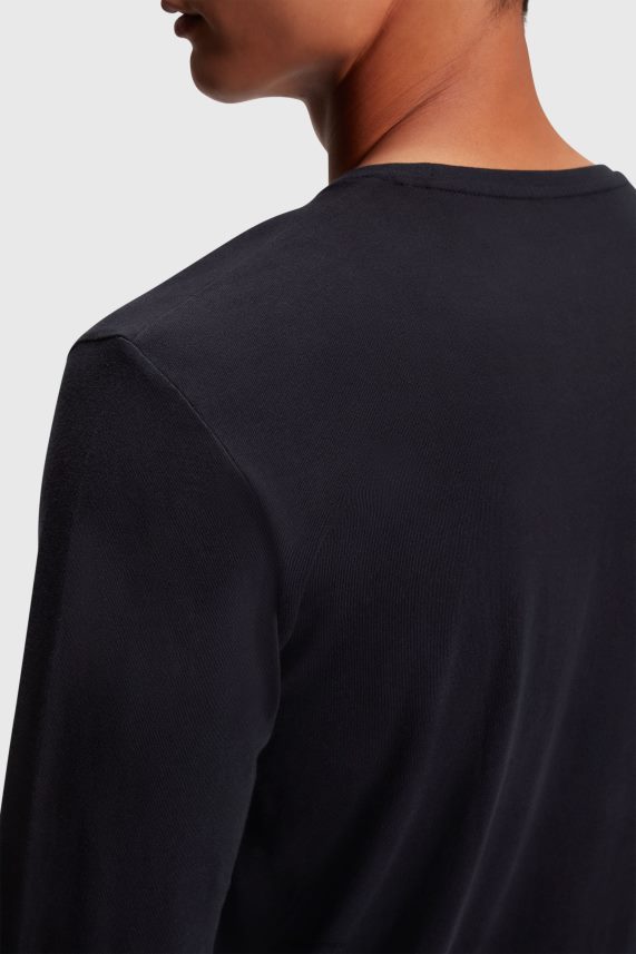 άνδρες Esprit μαύρος μπλουζάκι ζέρσεϊ με λογότυπο μπλουζάκια 0J044P862