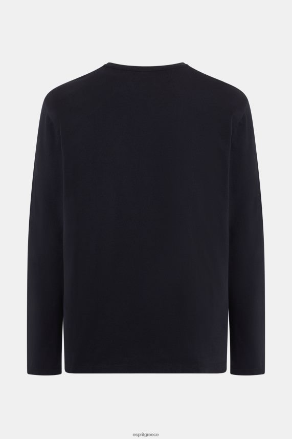 άνδρες Esprit μαύρος μπλουζάκι ζέρσεϊ με λογότυπο μπλουζάκια 0J044P862