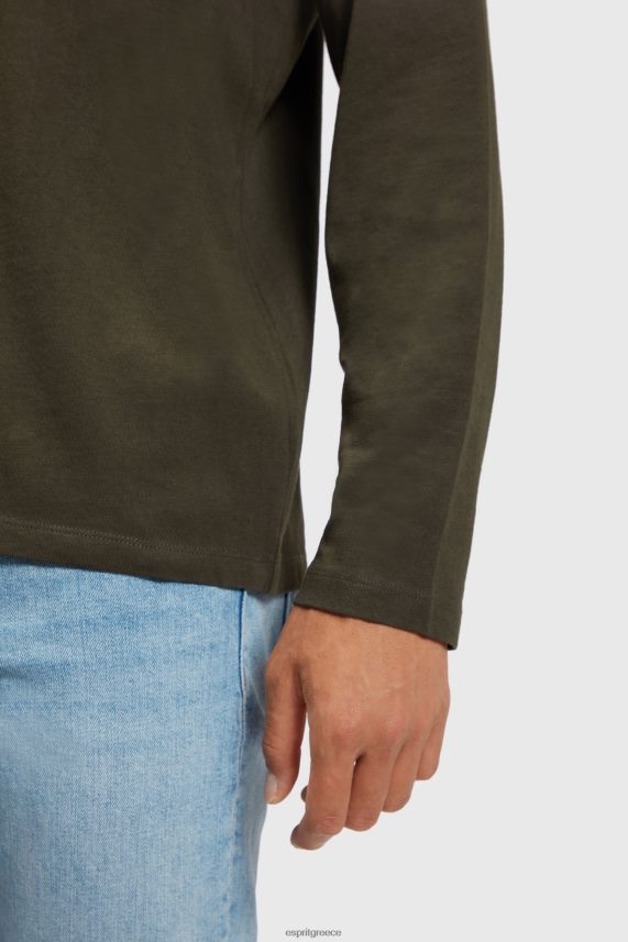 άνδρες Esprit σκούρο πράσινο μπλουζάκι ζέρσεϊ με λογότυπο μπλουζάκια 0J044P865